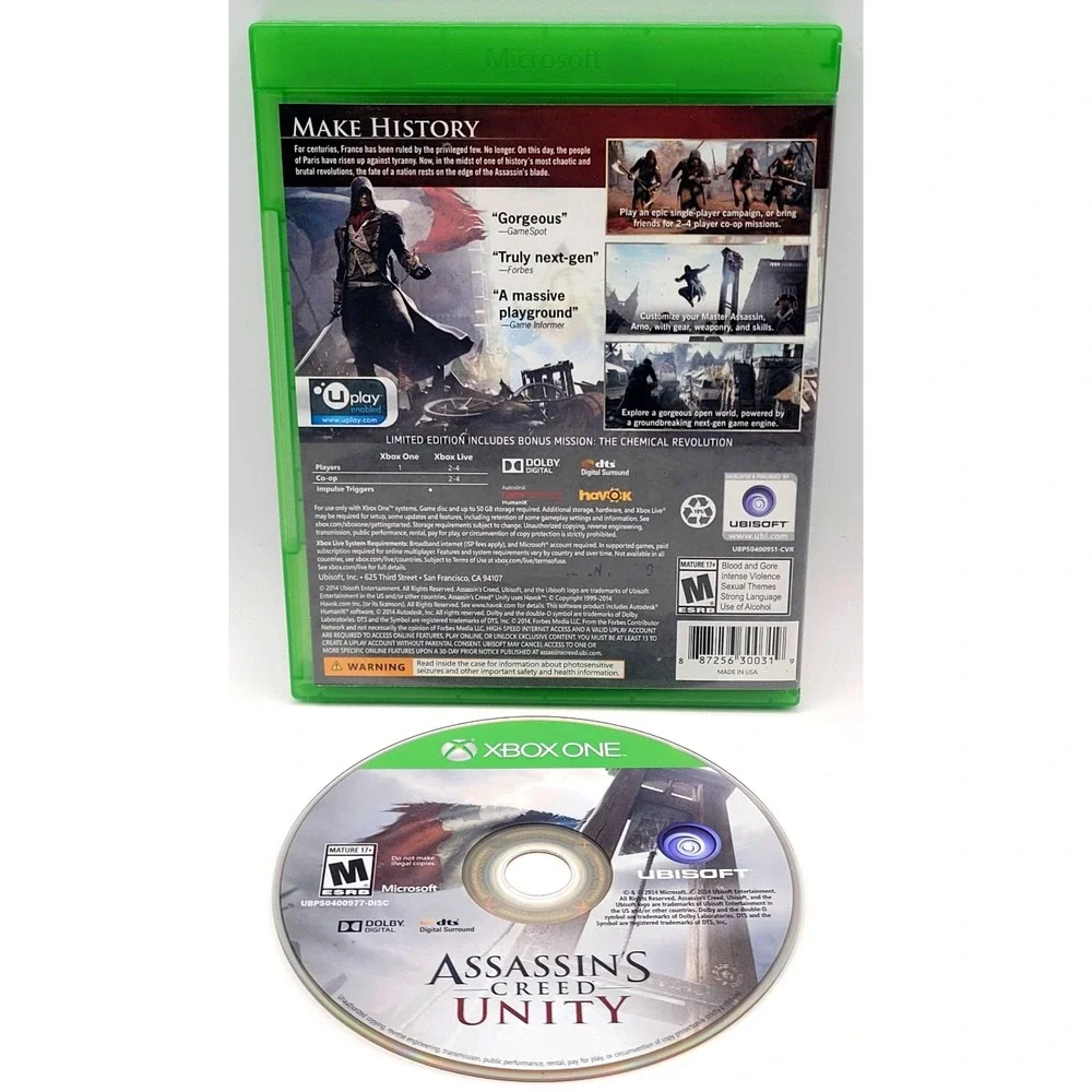Assassin's Creed: Unity Limited Edition (Xbox One, 2014) CIB‎ COMPLETE IN BOX